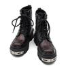 Flame Punk Retro Platform Combat Boots Unisex High Top Martin Boots with Tank Sole