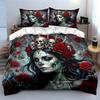 Skull Crown with Roses Beauty Print Bedding Set 1 Duvet Cover 2 Pillowcases for Adult and Children Luxury Gift Full Size