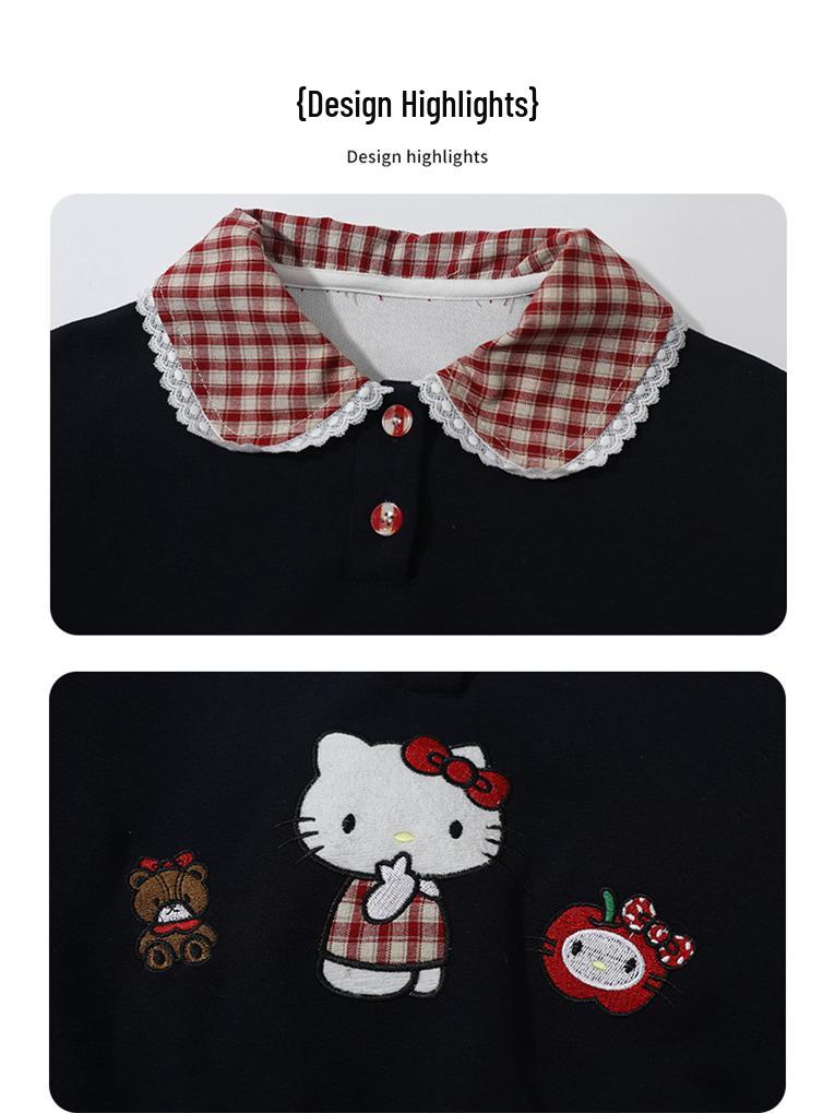 Mädchen Karo Sweatshirt Set - 2025 Herbstmode mit Umlegekragen