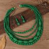 Set di Collana e Orecchini in Perline di Legno Geometriche Bohemien per Feste