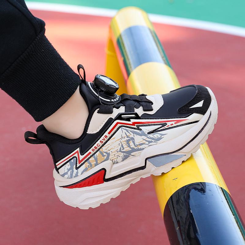 Podzimní Kožené Chlapecké Protiskluzové Otočná Spona Měkká Podrážka Lehké Módní Sportovní Boty