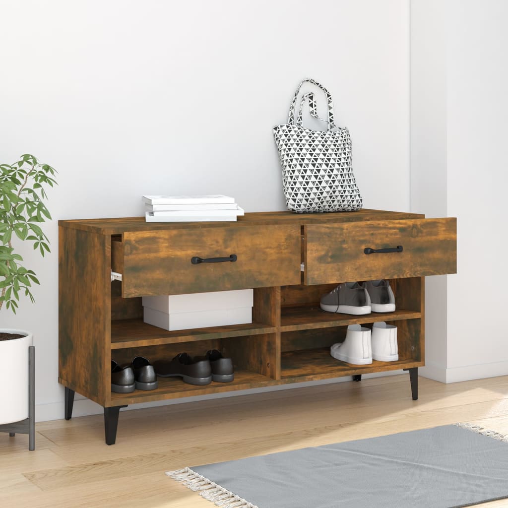Shoe Cabinet Smoked Oak 102 x 35 x 55 cm Wood Based Panel