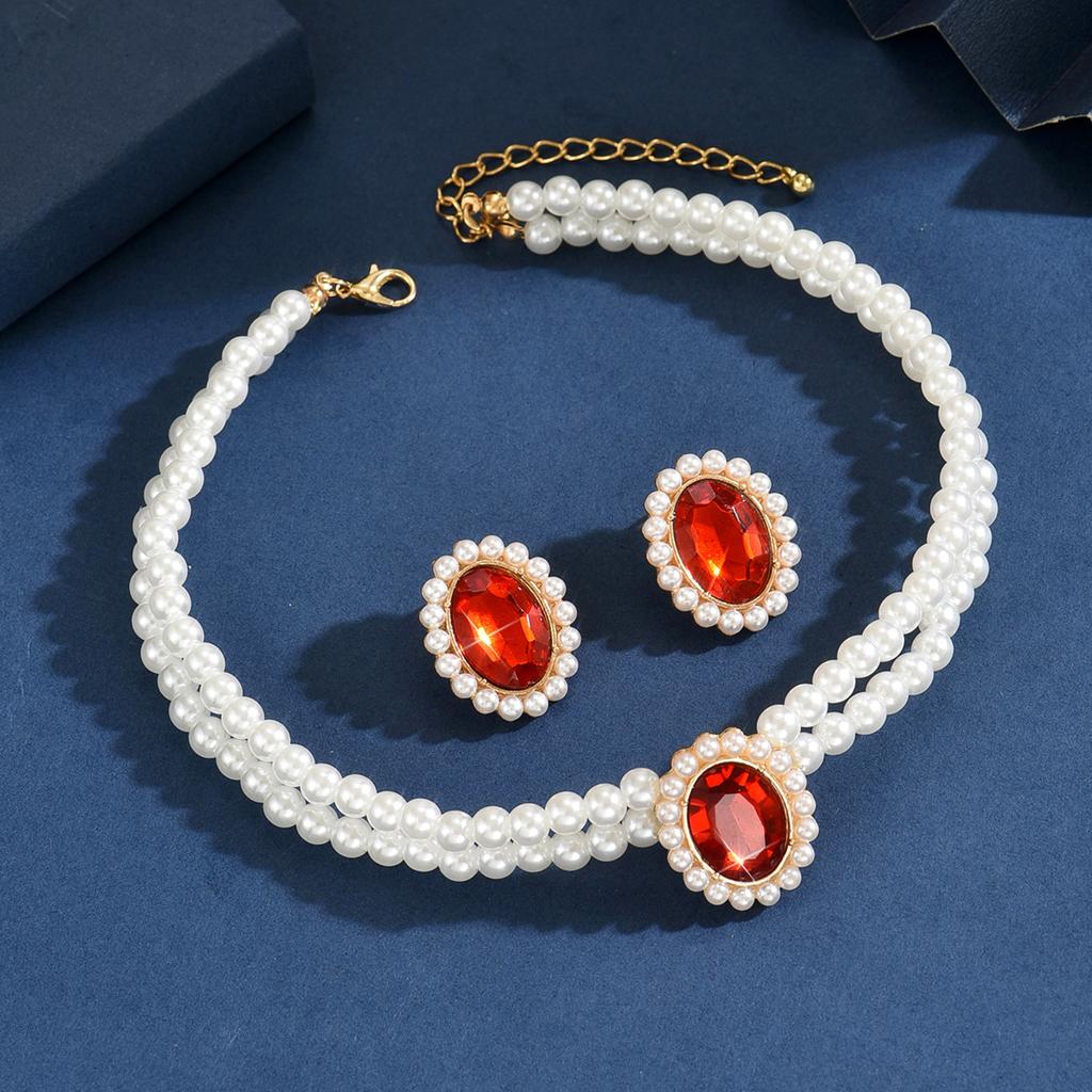 3PC Women's Fashion Imitation Zircon Necklace Earrings Zircon Set Suitable for Wedding, Party, Festival Gifts