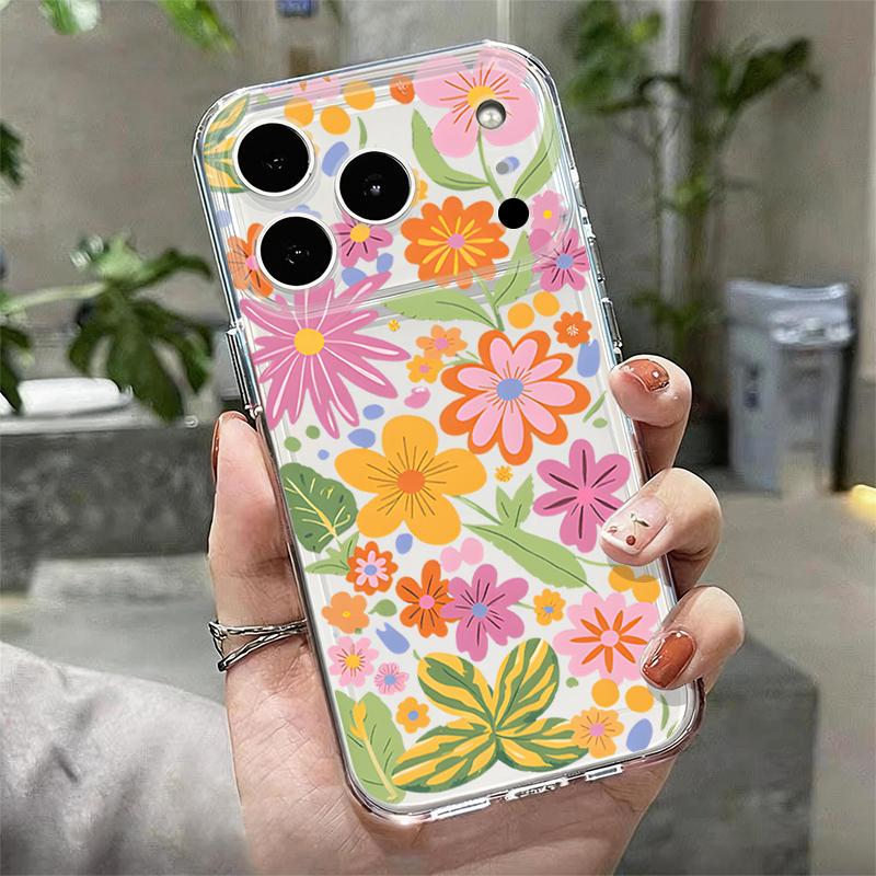 Vintage Floral Pattern Case For iPhone 17 Pro Max Coque iPhone 16 15 14 13 12 Pro Max 11 Clear TPU Silicone Soft Cover