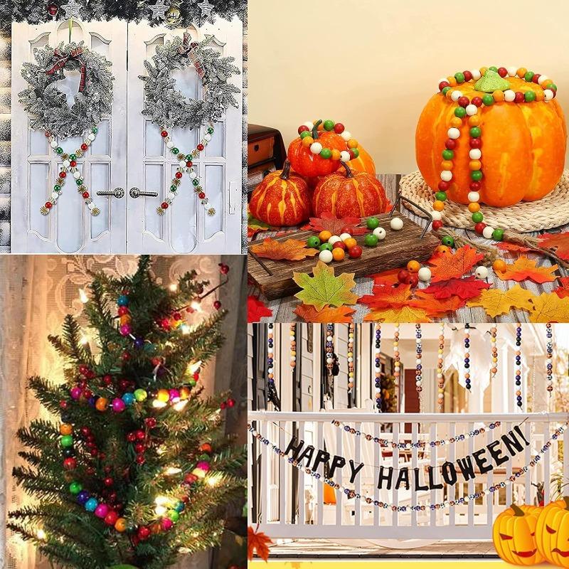 6-25MM Wood Beads Round Wood Ball Loose Spacer Beads for DIY Jewelry Craft Making Home Decoration Christmas Tree Farmhouse