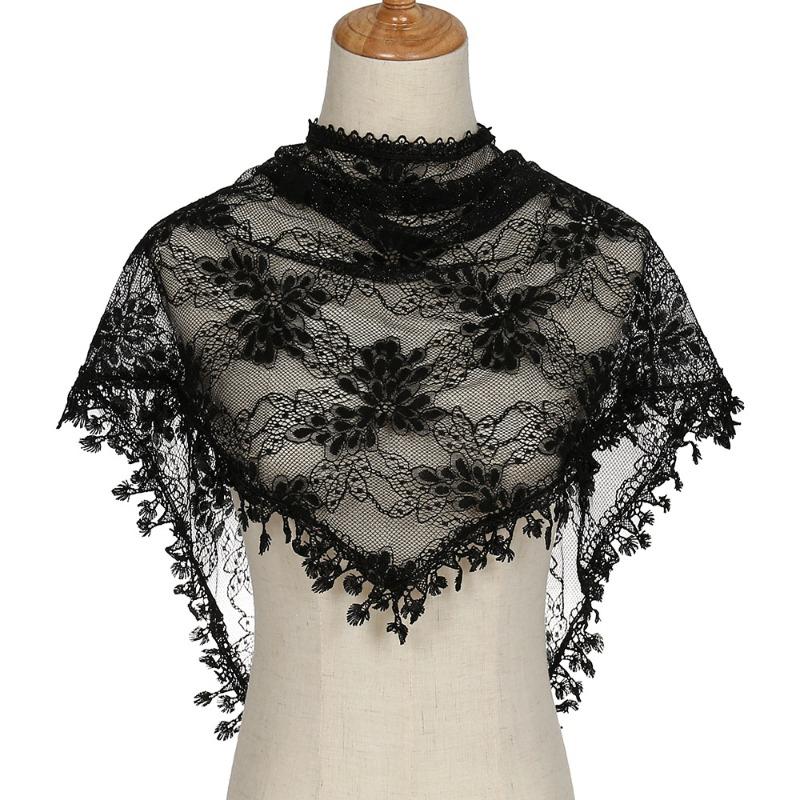 Hot-selling Lace Monochrome Triangle Scarf, Fashionable Hollow Women's Solid Color Grape Triangle Scarf