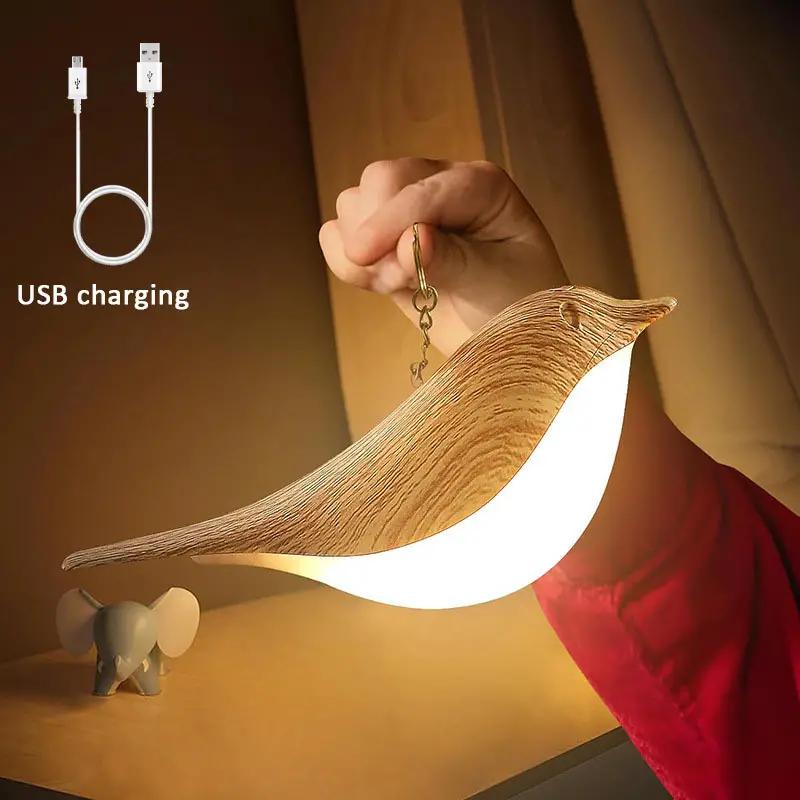 3 Colors Touch Controlled Bird Night Light Rechargeable Cordless LED Lamp Protection Eye Warm for Bedroom & Home Decoration Gift