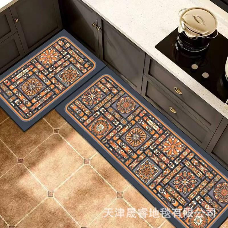 Kitchen Floor Mat Set Non-Slip Absorbent Diatomaceous Mud Rug Bohemian Style Dining Bathroom
