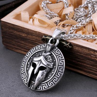 Vintage Norse Spartan Warrior Mask Necklace Men's Punk Viking Amulet Stainless Steel Jewelry Gift for Him