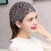 Krajková čelenka zdobená umělými perlami Dámská vysoce elastická široká vlasová gumička s designem pětilisté květiny Vlasové doplňky