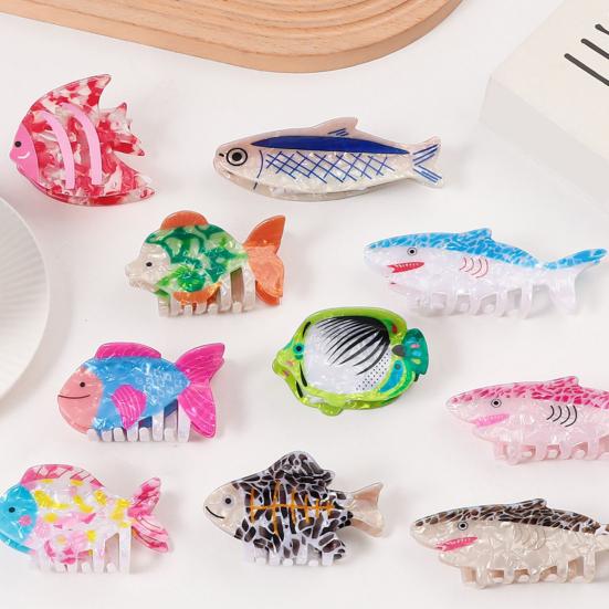 Hair Claw Marine Animal Shape Back Head Hair Clip Anti-slip Teeth Strong Grip Shark Hair Clip Versatile Hair Accessory