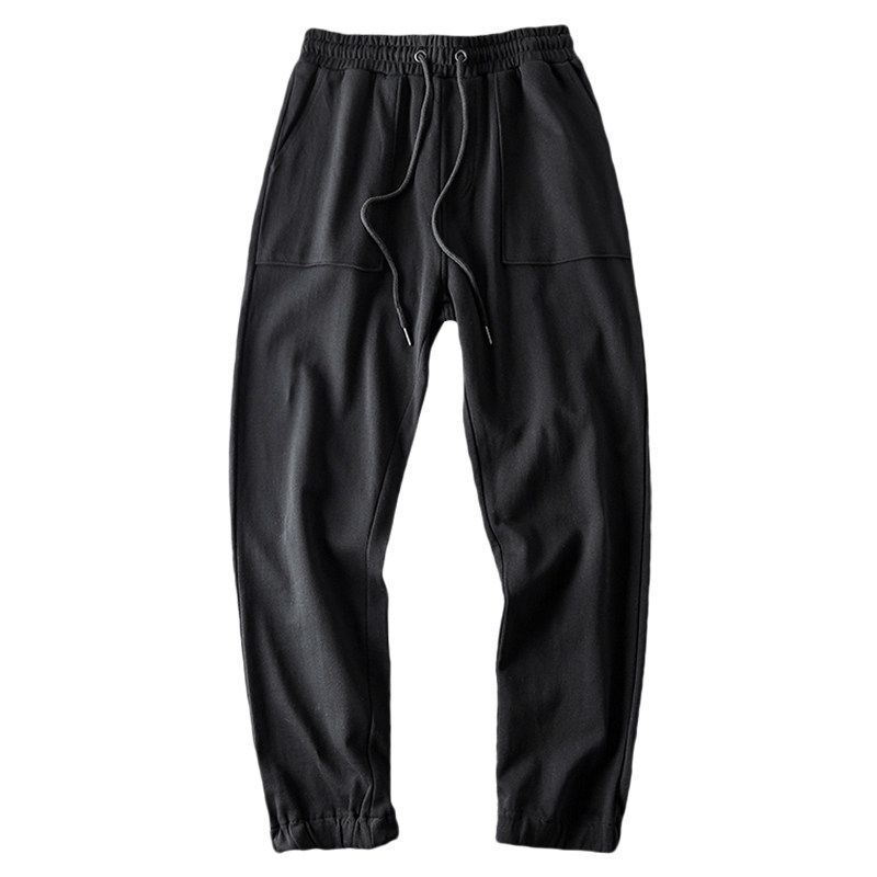Export Men's Pants Original Tail Single Cut Label Sports Pants Men Fall and Winter Straight Ankle Tied Pure Cotton Pants Export Men's Casual Pants