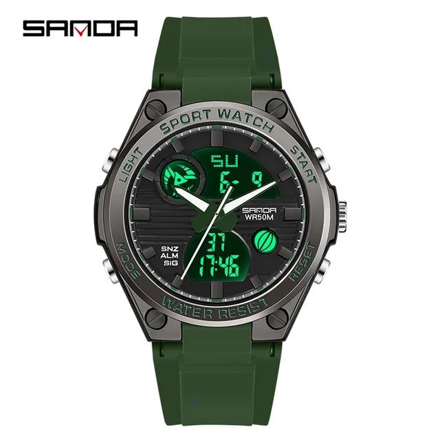 Sanda 6067 Large Screen Sport Watch Women's Sports Electronic Digital Watch Male Multi-Function Outdoor Waterproof Wristwatch