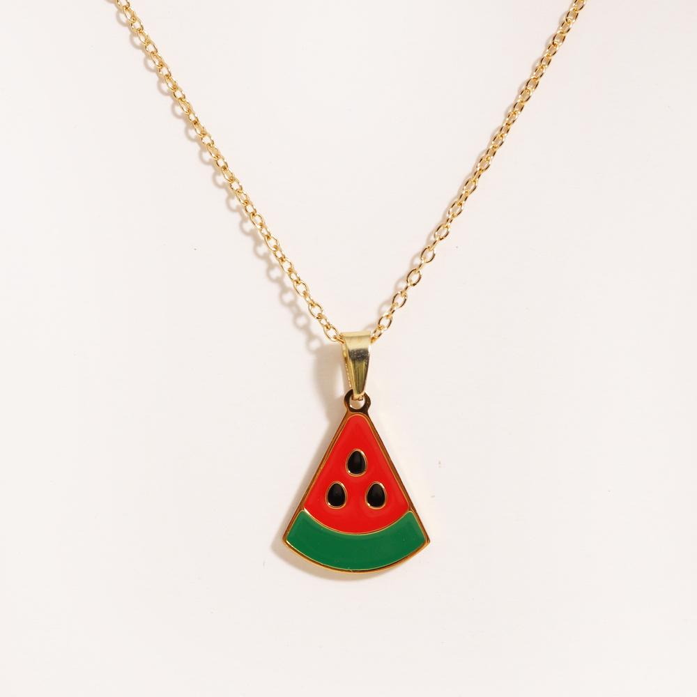 Stainless Steel Delicious Fruit Watermelon Strawberry Charms Necklace Boho Chain Sweet Dopamine Woman Choker Jewelry Gift