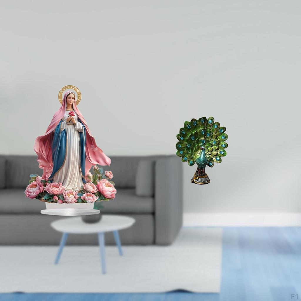 Nativity Scene Sculpture Resin Table Ornament Acrylic Centerpiece Desktop Figurine Peacock Statue