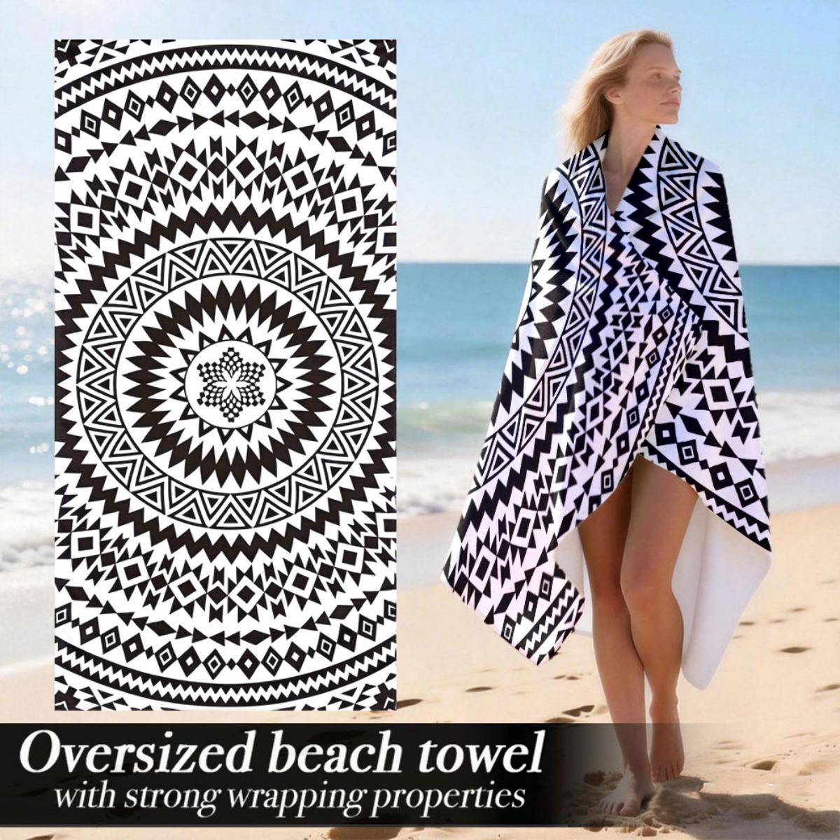 

Extra Large Lightweight Soft Luxury Oversized Beach Towel | Microfiber Polyester, Pattern, Fabric, Machine Washable | Ideal For W30*H60(CM)