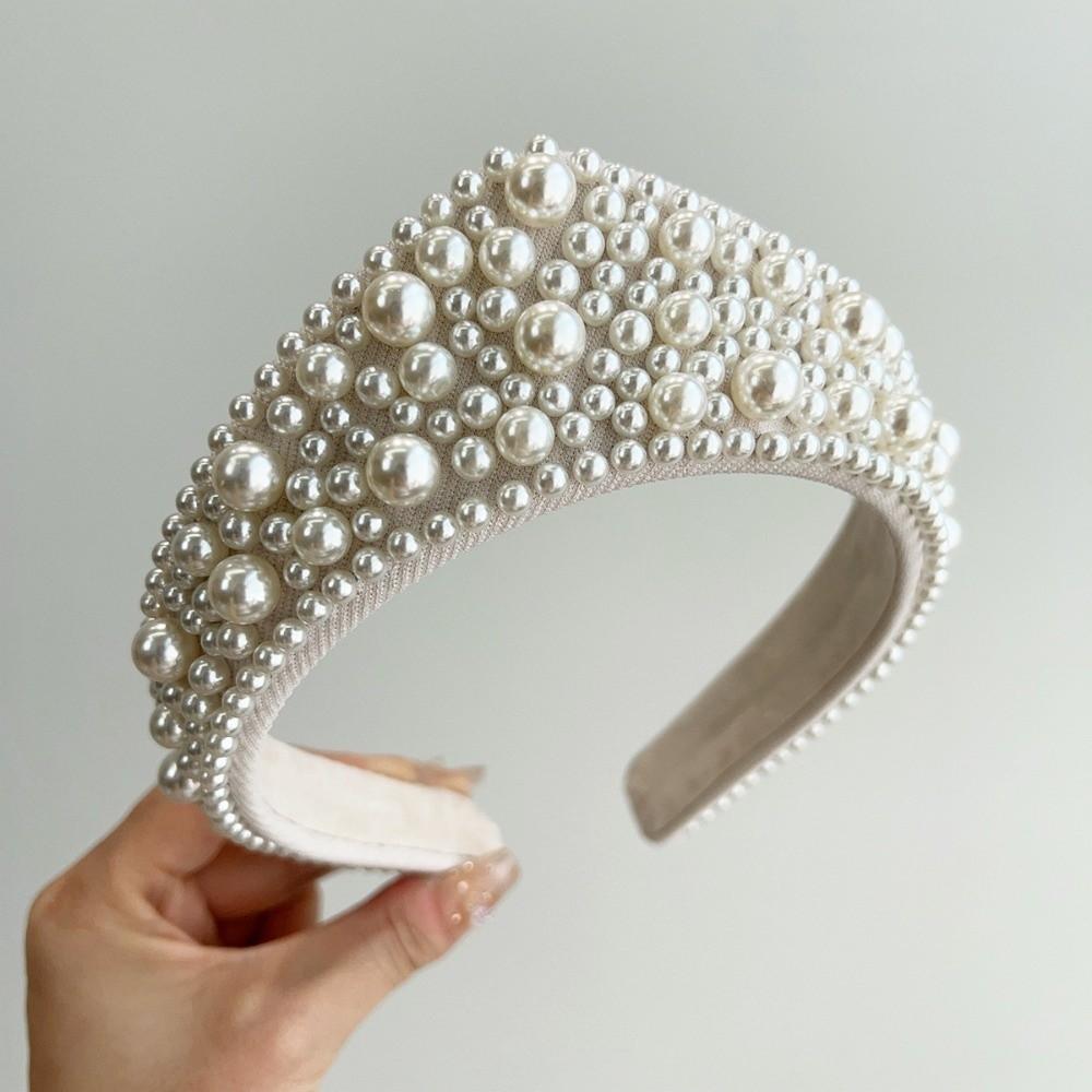 Baroque Fabric Hair Bands Elastic Hair Hoop New Pearl Headband Headwear