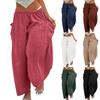 Kvinnor Plus Size Bred Ben Linne Byxor Mellan midja Sommar Baggy Byxor