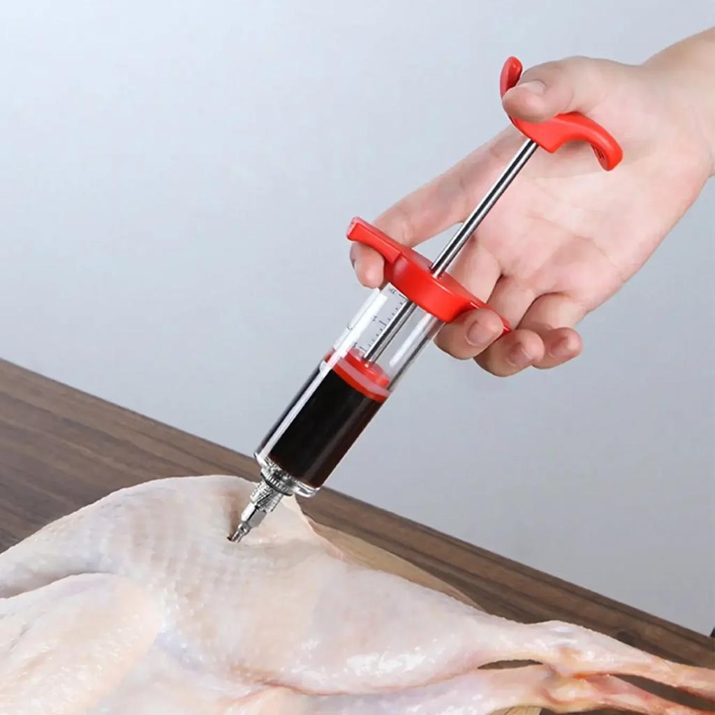 1pc Tools Meat Chicken Injection marinades Cooking Turkey Injector syringes Spices sauces Grill Needles Barbecue Party Flavor