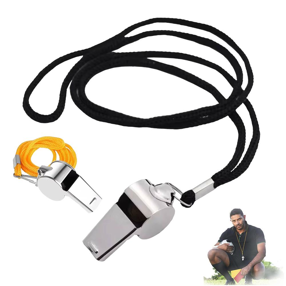 Metal Whistle with Rope Professional Soccer Referee Extra Loud Whistle for Football Basketball Sports Training Outdoor Survival