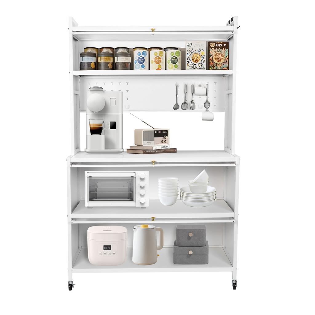 Wheeled Kitchen Storage Cabinets Wear Resist Metal Cabinet Organizer Movable Multi-Layer Floor Storage Cabinet for Home Kitchen