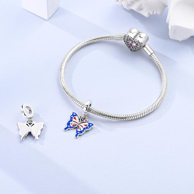 Charms Coppercreative Flag-Themed Butterfly Pendants Fit Charms Plataoriginal Bracelet Beads Women Jewellery Making