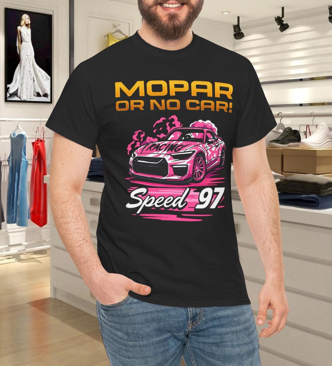 Mopar Crazy Hopeful Racing Speed 97 Graphic Car Drift Checkered Flag T-Shirt L