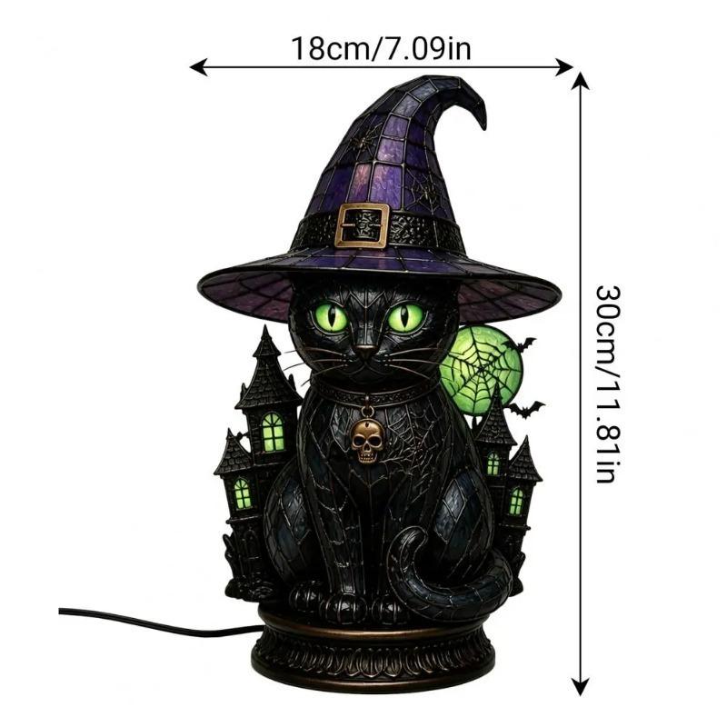 Hexenhut Tischlampe Halloween-Thema Tischlampe Hut LED Nachtlicht Handgefertigt Buntglas Acryl Tischlampe für Innen Schlafzimmer