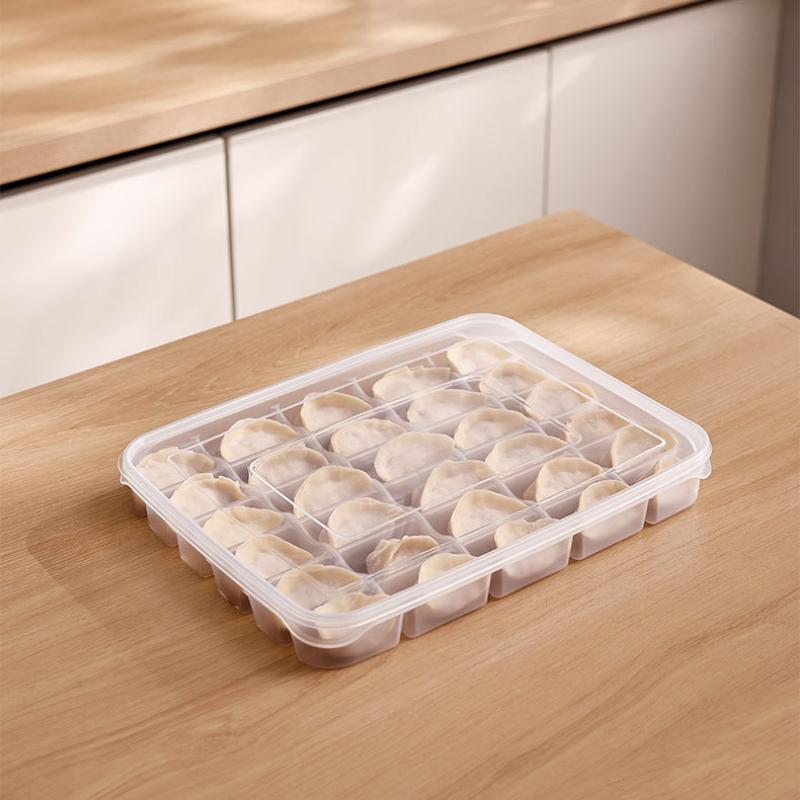 20/30 Grids Kitchen Storage Box Refrigerator Organizer Transparent Reusable Food Containers Tray With Lid For Dumpling Wonton