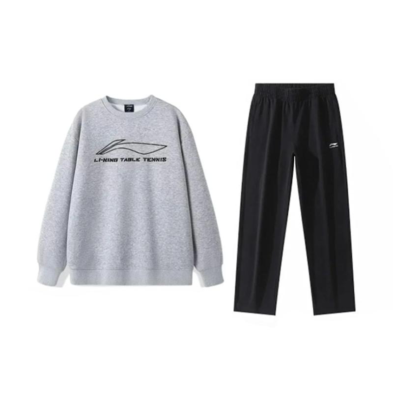 

Li Ning Logo Letter Print Fashion Loose Cotton Soft Comfortable Round Neck Pullover Long Sleeve Sweatshirt Casual Sports Suit AWDTD13-2-AKL03-1 XL