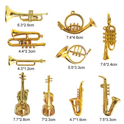 5/10/20pcs Miniature Metal Musical Instrument Ornament Family DIY Decorative Crafts Christmas Halloween Hanging Decorations TMZ