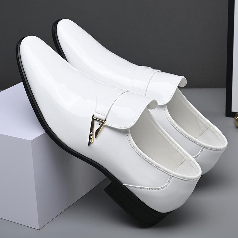 Trend Nové Pánské Bílé Černé Špičaté Zrcadlové Lakované Ležérní Oxfords Boty Svatba Plesová Obuv Zapatos Hombre
