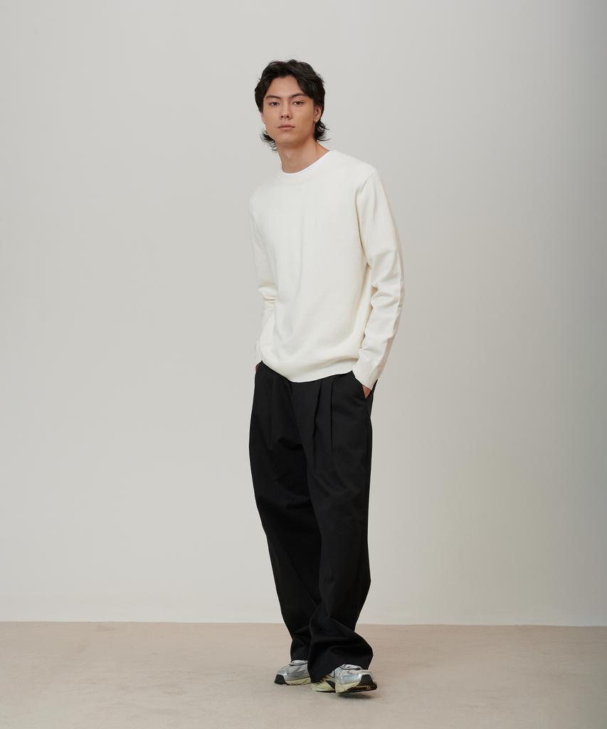 PINBLACK (Men) Classic Cotton Double-Pleat Chino Pants Black