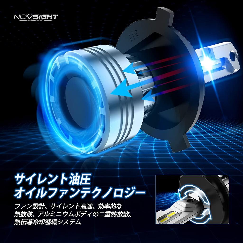 NOVSIGHT H4 LED Super pro STK Čisté Tiché IP68 6500K Záruka Světlomety, Přepínatelné Hi/Lo, 12000LM, 60W, Jasné, Souladné, Řezná linie,