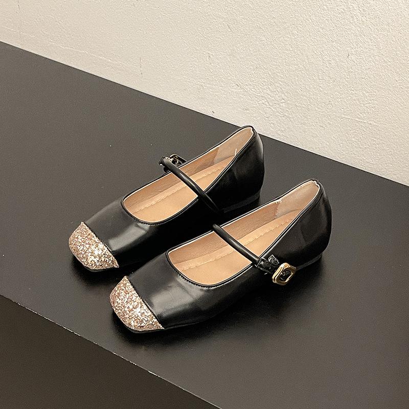 

Fashion versatile small leather shoes women s summer new outer wear inner height increase soft sole versatile word belt Mary 34 чёрный