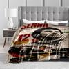 Ayrton Senna Portrait and Racing Theme Flannel blanket for bedroom, living room, sofa, and nap