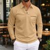 Men's Casual Long Sleeve V-Neck Button Front Shirt with Pocket