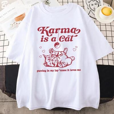 Karma ist eine Katze 2023 Taylor Midnight Album Unisex Baumwoll-T-Shirt Midnight Top Meet Me Camisetas Unisex Direktverkauf