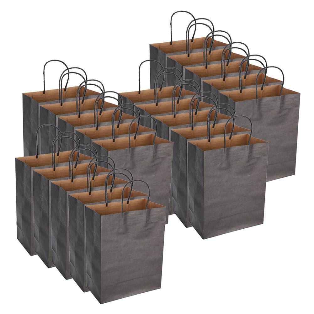 EcoFriendly Portable Kraft Paper Bag Shop Clothes Packaging Gift Bag (M 21 X 11 X 27.5cm)(Black )