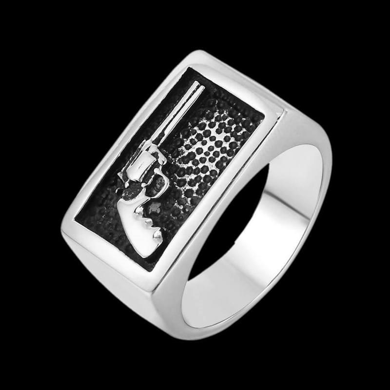 

Gun Ring 316L Stainless Steel Jewelry Solid Gothic Biker Style COLT Ring Size 7-14 8