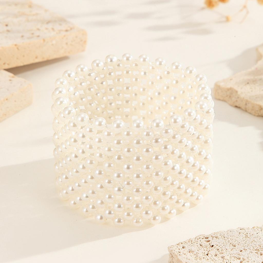 

Style Pearl Geometric Elastic Bracelet For Women Handmade Fashion Jewelry белый