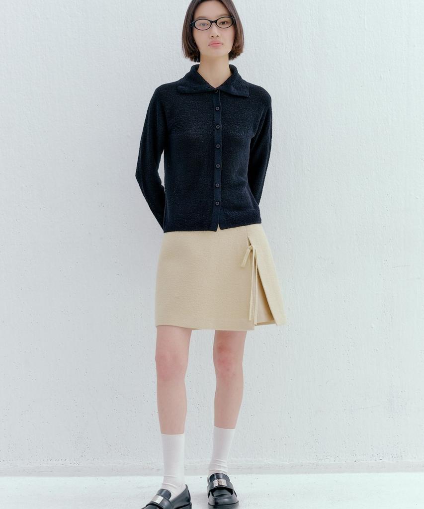 Okuka Wool Tweed Skirt Shorts - Beige
