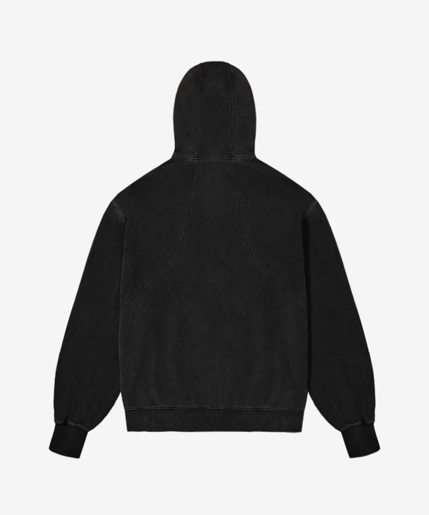 Attitude Attitude Aa Curved Garment Dyeing Sweat Hoodie Zip-Up Black
