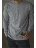 Men's Slim Fit Khaki Henley: 320g Cotton, Long Sleeve, Retro Style for Autumn
