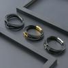 Stainless Steel Cross Pendant Leather Braided Layered Bracelet Men Geometric Design Ins Style Adjustable Length