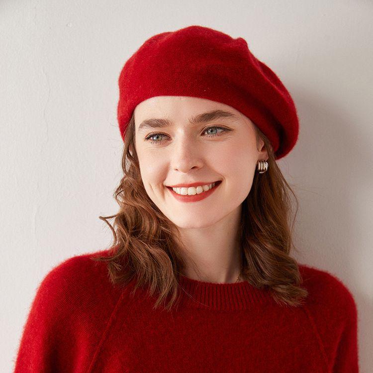 Versatile Cashmere Beret Retro Temperament Knitted Hat Wool Women's New Soft Sticky Hat
