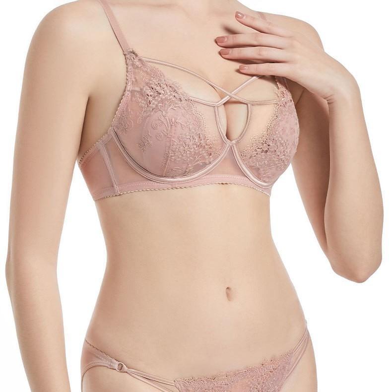 French underwear female sexy straps rabbit ear cup embroidered lace underwear small breasts gathered anti-sagging bra