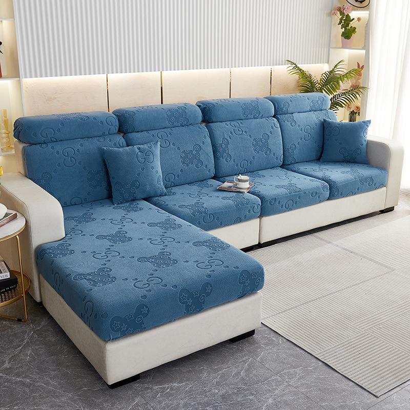 Чехол на подушку сиденья дивана, однотонный эластичный утолщенный чехол для дивана, секционный диван, L-образный угловой чехол для кресла Back cushion-1pc синий