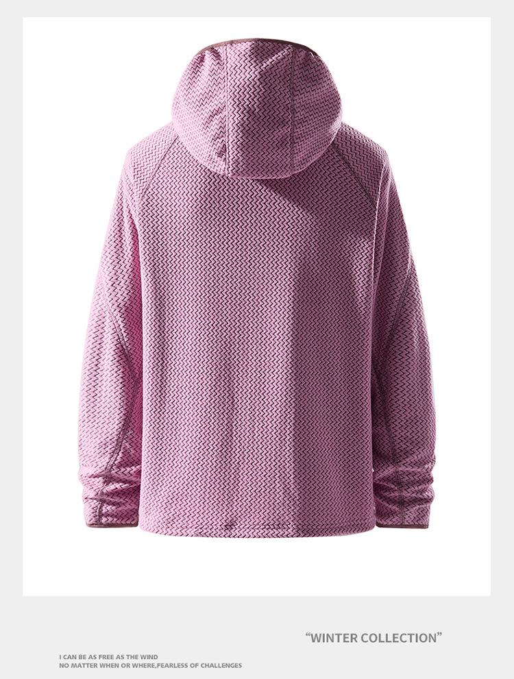 Unisex Bataan Wave Half-Zip Fleece Sweatshirt: Outdoor Warm Long Sleeve Top