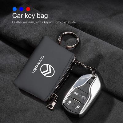 Car Leather Key Case Keychain Mini Storage Bag Auto Accessories For Celysee C6 C3 C5 C1 C2 C4 Aircross Picasso Cactus